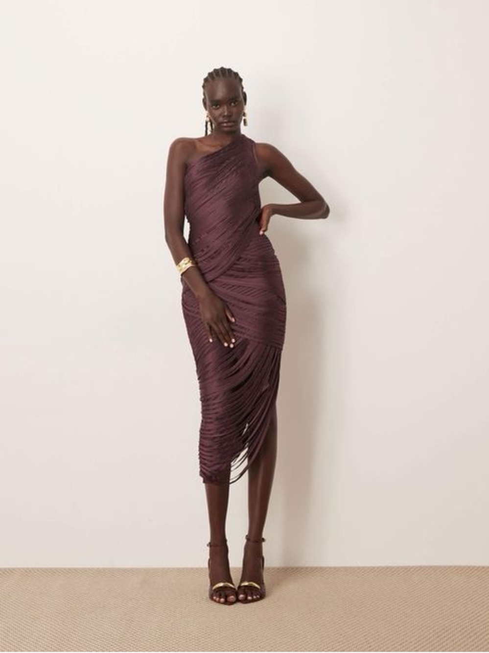 Arrange One-Shoulder Midi Maxi Asymmetrical Dress 10